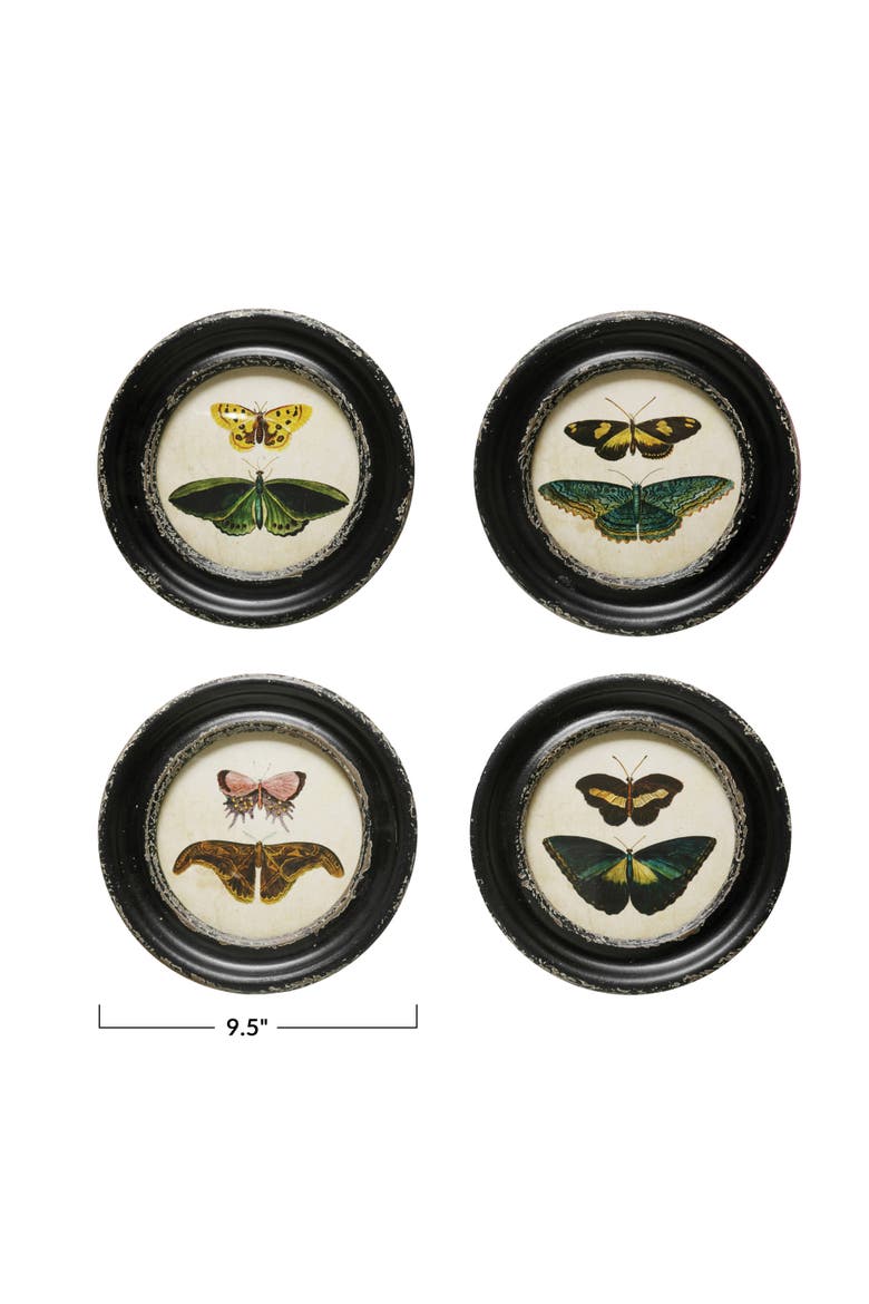 Moth and Butterfly Framed Wall Decor, Alternate, color, Black
