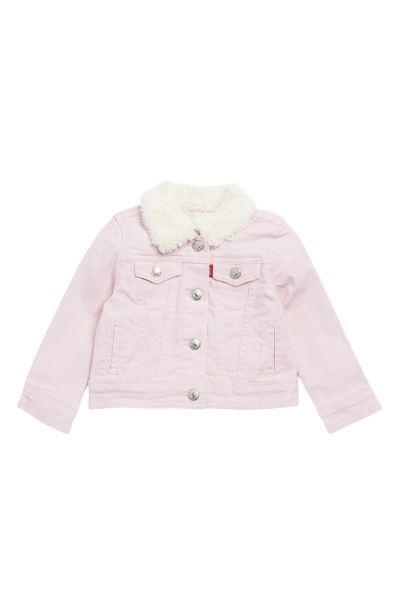 Levi's<sup>®</sup> High Pile Fleece Trim Trucker Jacket, Main, color, 