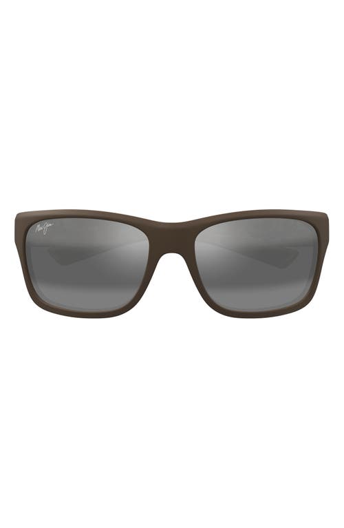 Maui Jim 'Ano Nui 63mm Oversize PolarizedPlus2® Rectangular Wrap Sunglasses in Brown/Neutral Grey  product