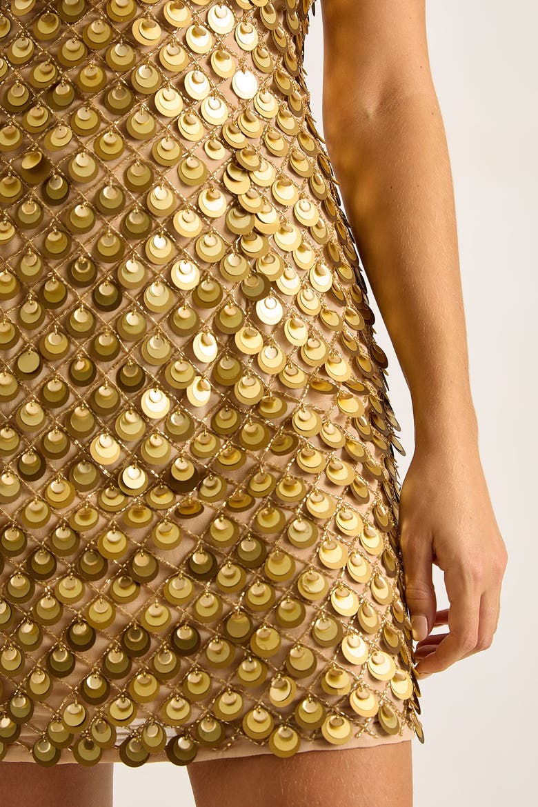 Layered Disc Bandeau Mini Dress, Alternate, color, Gold