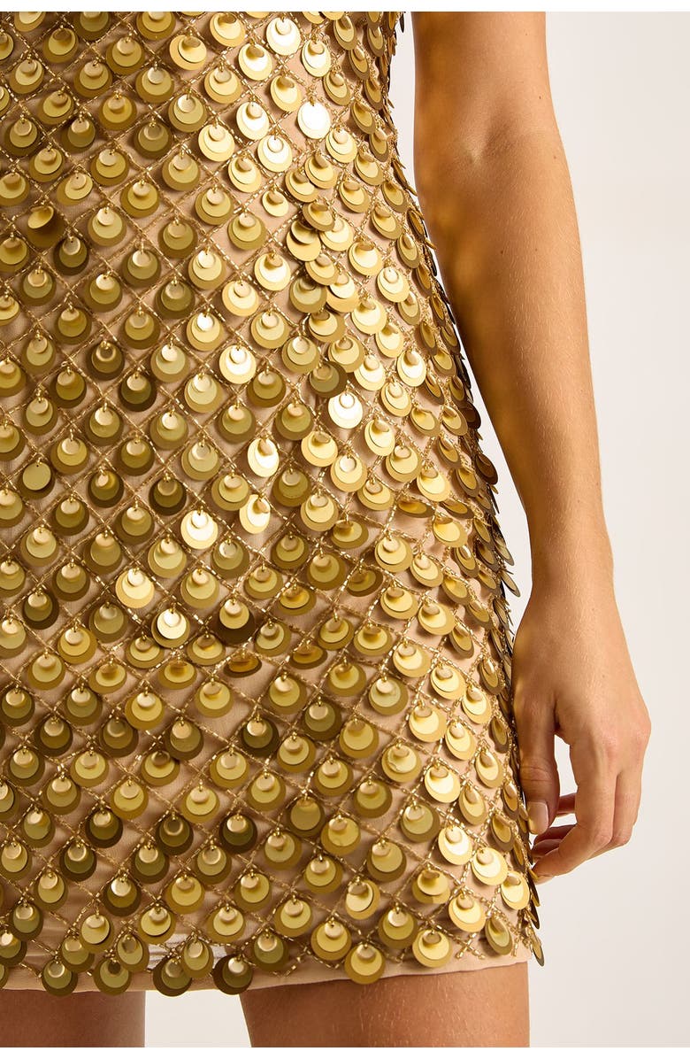 NASTY GAL Layered Disc Bandeau Mini Dress, Alternate, color, Gold