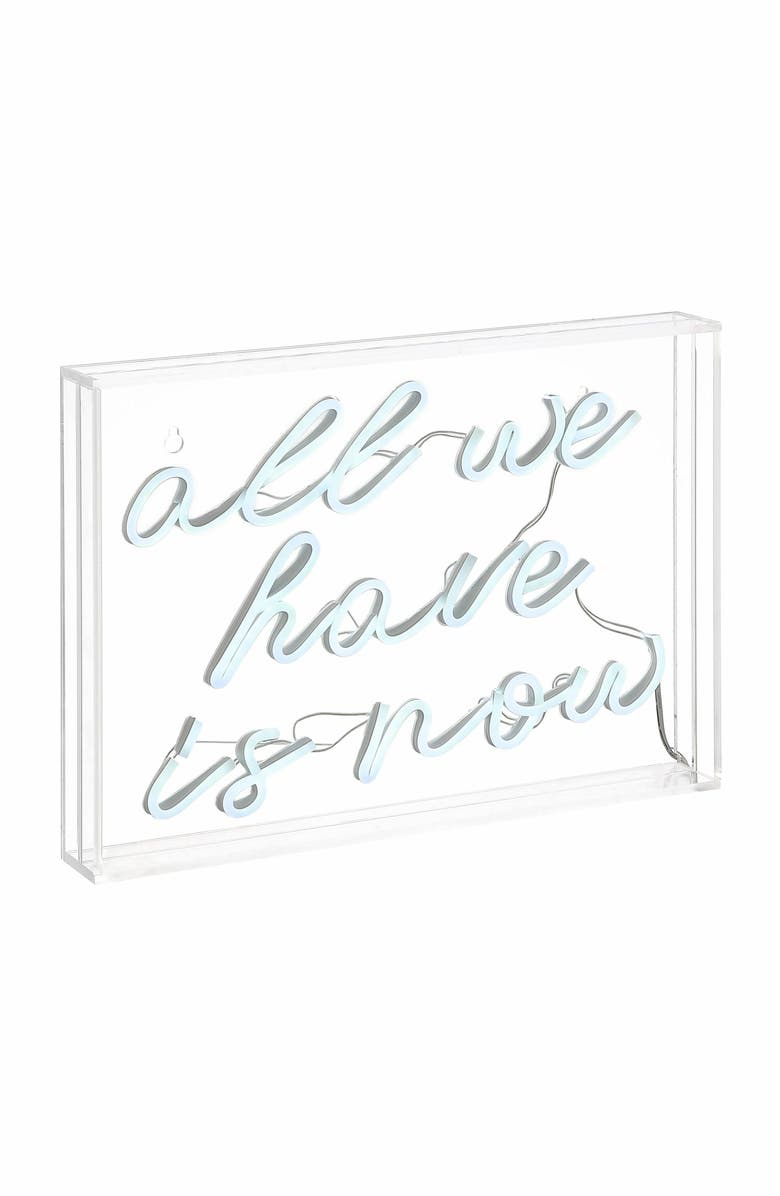 JONATHAN Y All X 10" Contemporary Glam Acrylic Box USB Operated LED Neon Light, Main, color, White