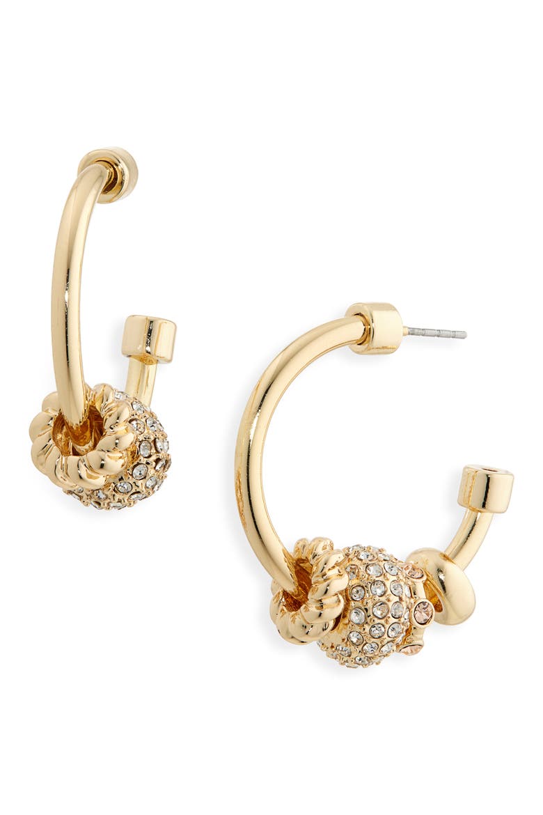 Stacked Pavé Hoop Earrings, Main, color, CLEAR- GOLD