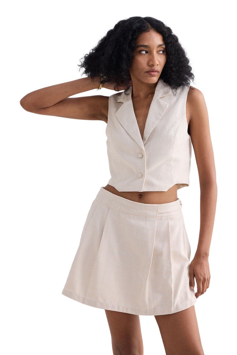 Cropped Cotton Tweed Vest Set in Grey, Alternate, color, Chestnut Twist