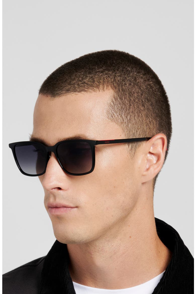 HG 1423/G/S 56mm Gradient Rectangular Sunglasses, Alternate, color, BLACK/ DARK GREY SF