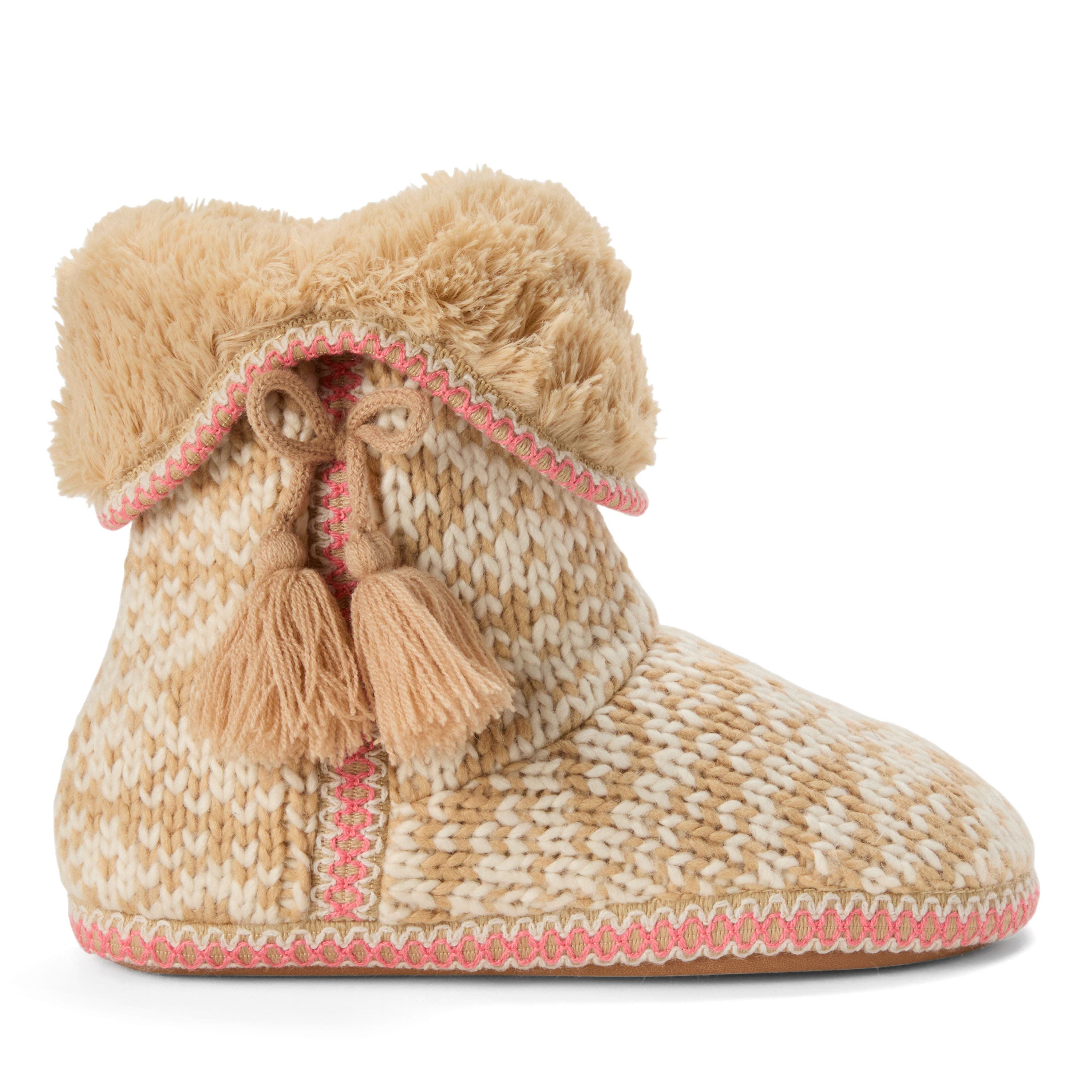 Becky Knit Bootie Slippers, Alternate, color, LATTE