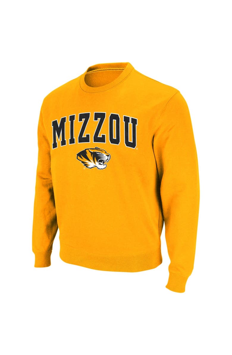 COLOSSEUM Men's Colosseum Gold Missouri Tigers Arch & Logo Crew Neck Sweatshirt, Alternate, color, 