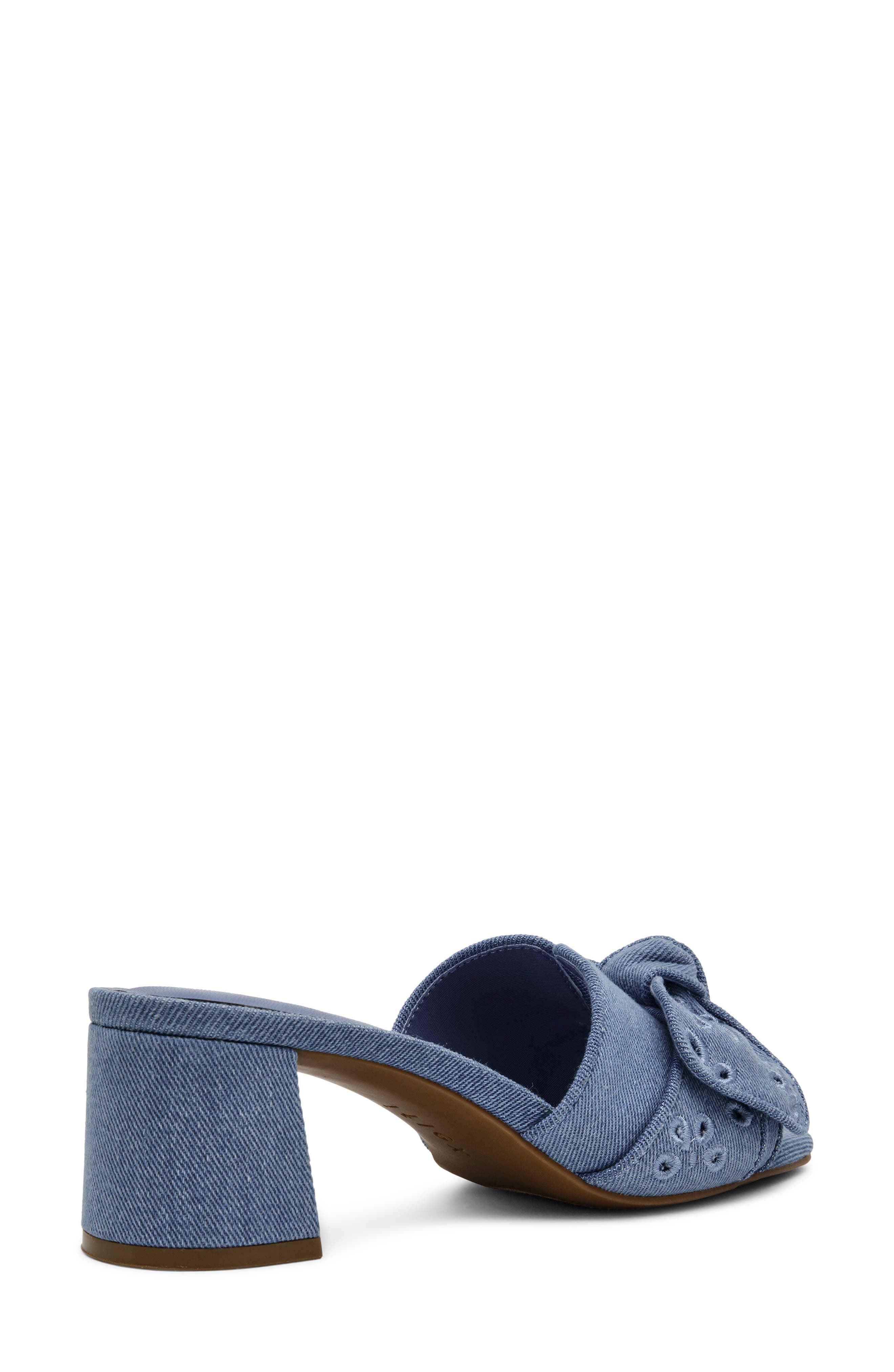 Anne Klein Kizmet Bow Slide Sandal, Alternate, color, Denim