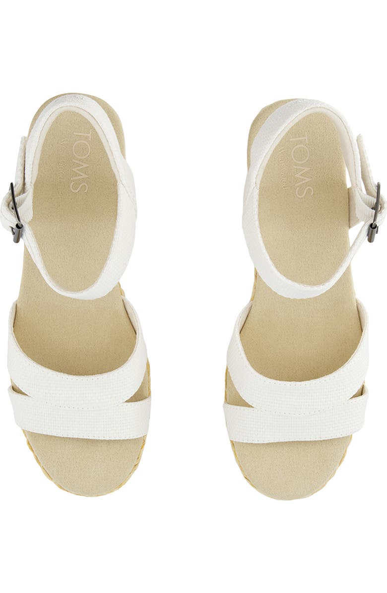 TOMS Audrey Ankle Strap Espadrille Platform Wedge Sandal, Alternate, color, White