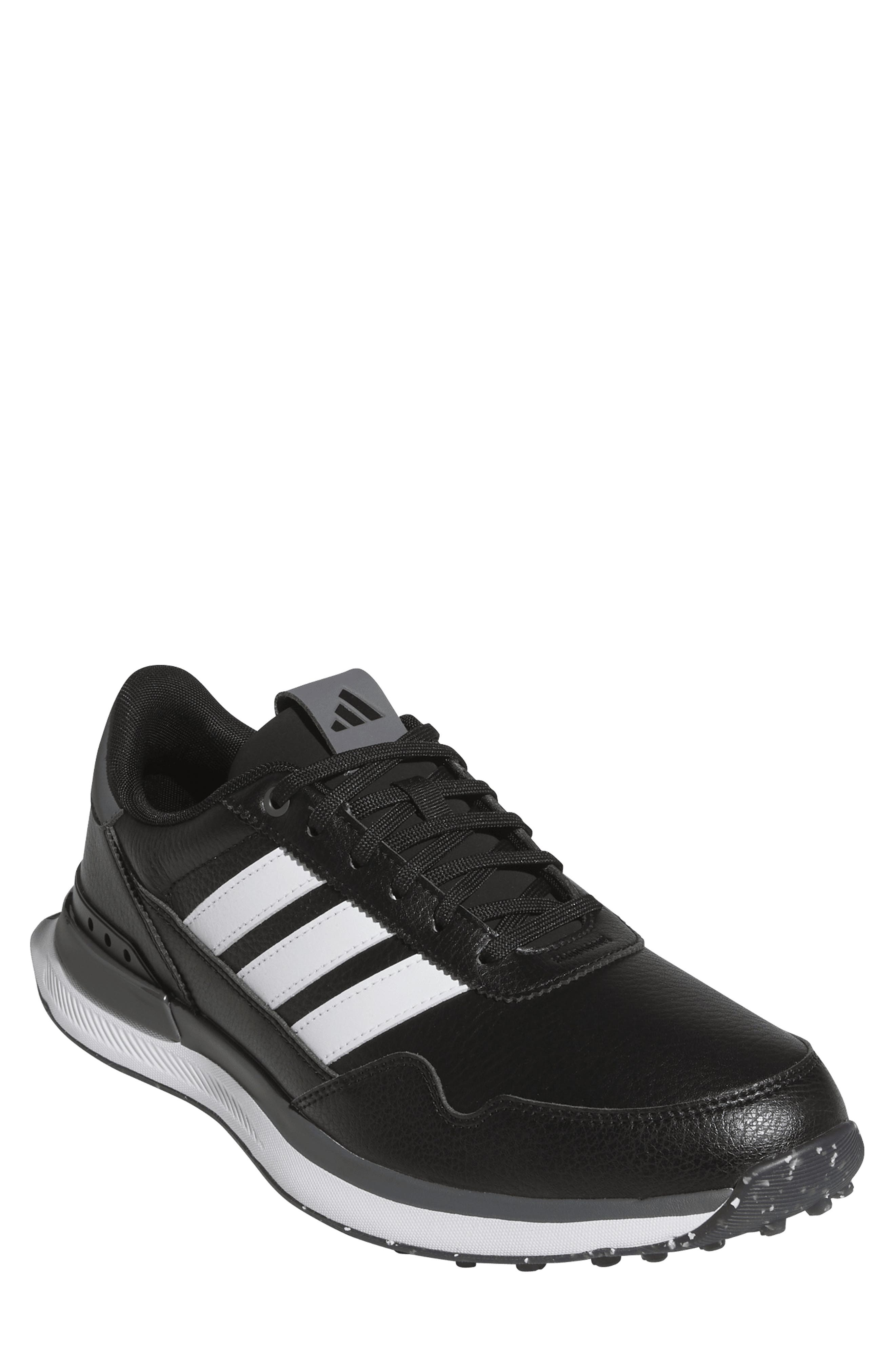 adidas Gender Inclusive S2G 26 Leather Waterproof Spikeless Golf Shoe, Main, color, Core Black/ White/ Grey Four