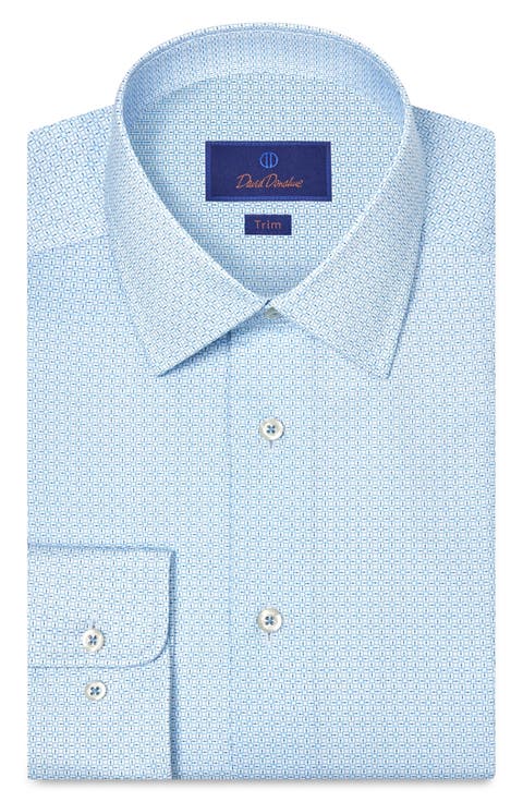 Trim Fit Geometric Print Cotton Dress Shirt