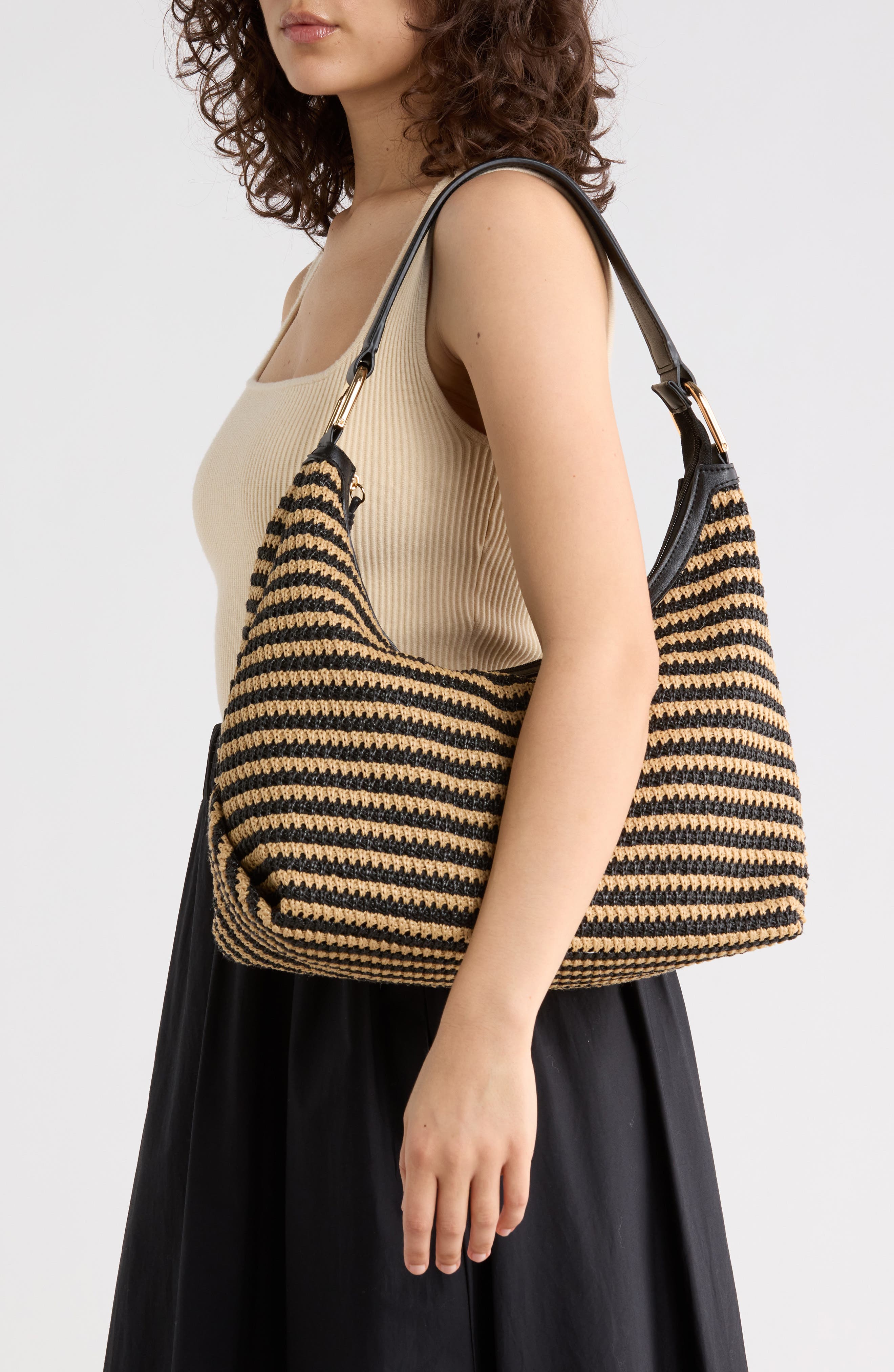 Dolce Vita Hyacin Shoulder Bag, Alternate, color, Black/ Natural