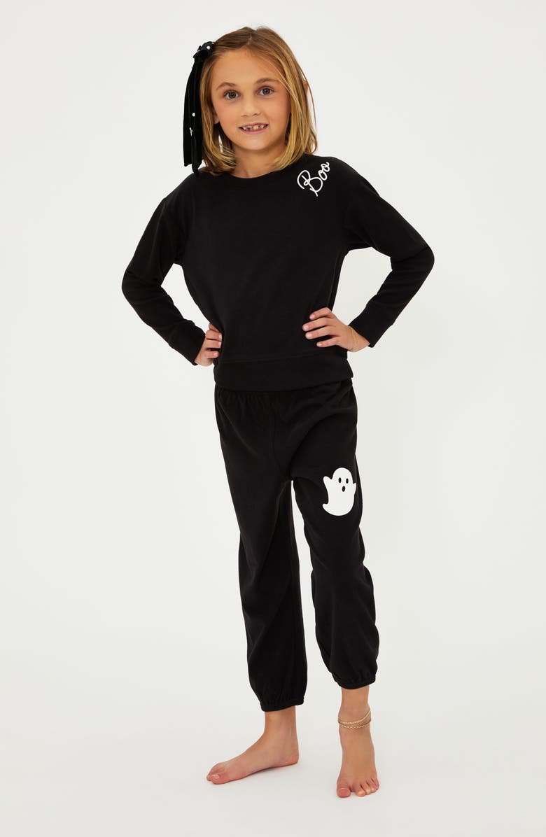 Beach Riot Kids' Little Cassia Brushed Fleece Sweatshirt, Alternate, color, Boo Black