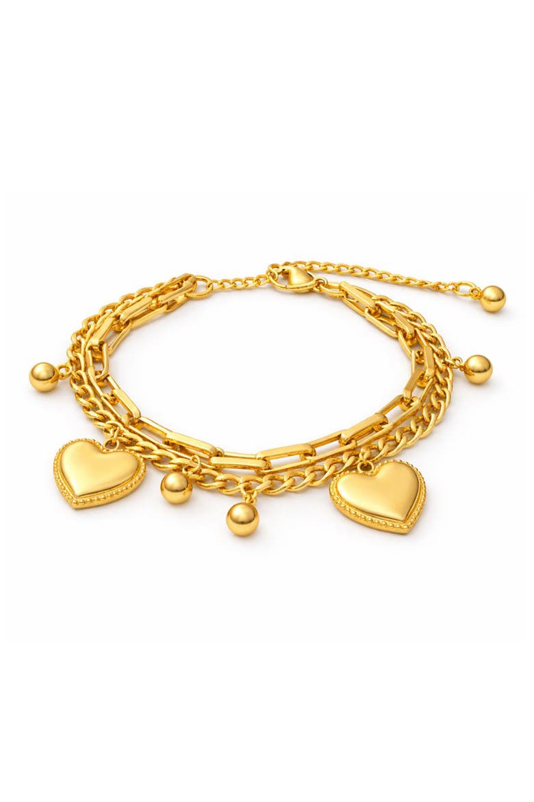 Heart Charm Layered Bracelet, Main, color, GOLD