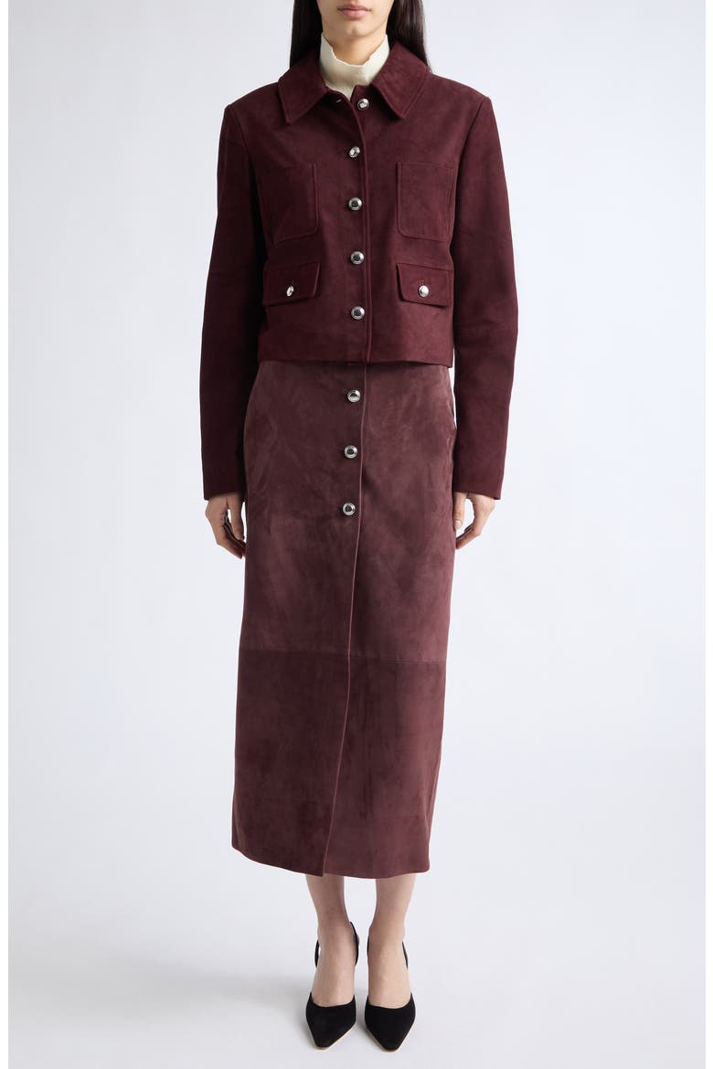 Astley Suede Jacket, Main, color, DEEP CHERRY