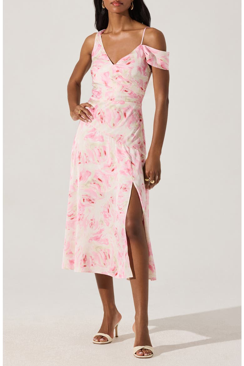 Floral Asymmetric Dress, Main, color, PINK WATERCOLOR FLORAL