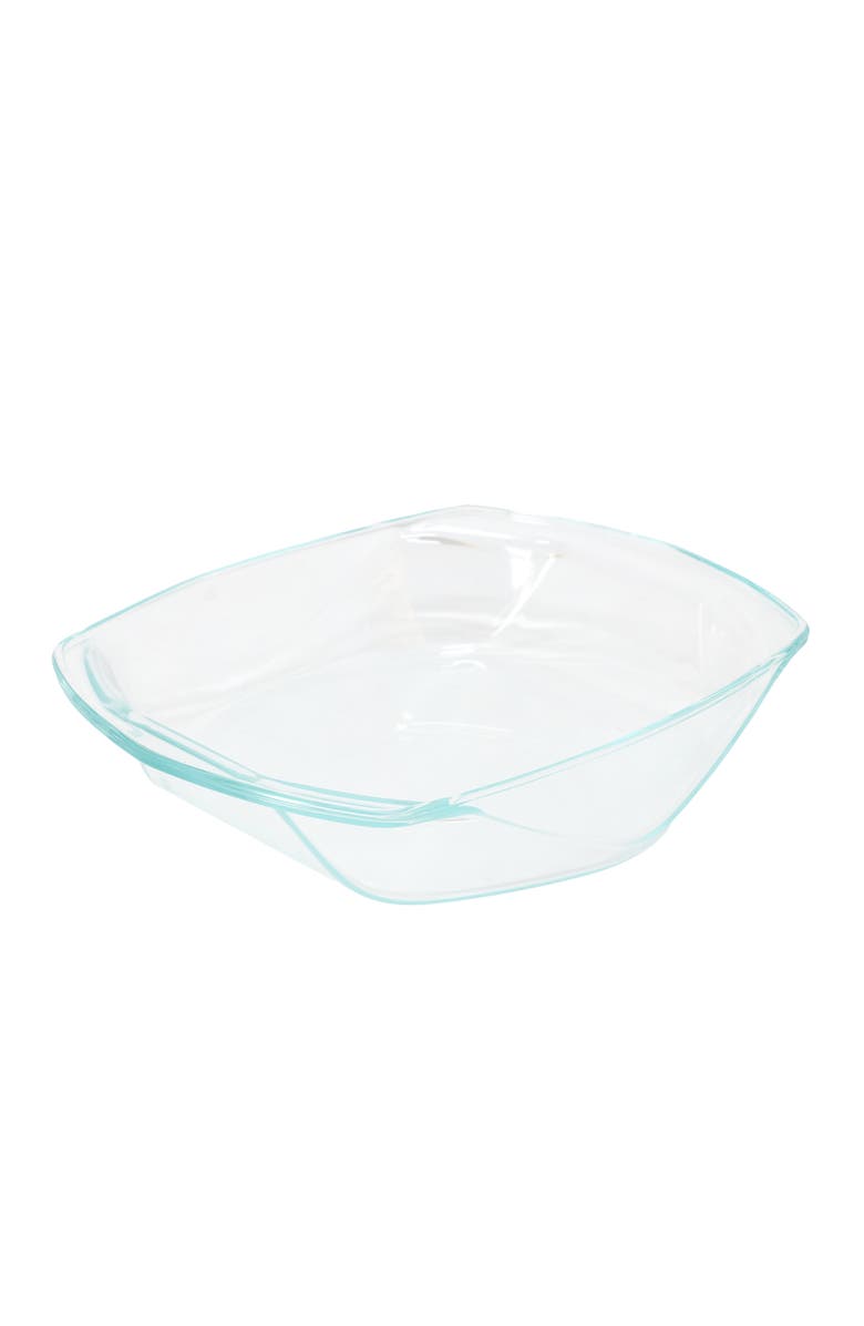 Soho Lounge Carnegie Hill 12 inch x 10 Inch x 2.6 Inch Tempe Glass Roaster Pan with Built-in Handles, Alternate, color, Clear