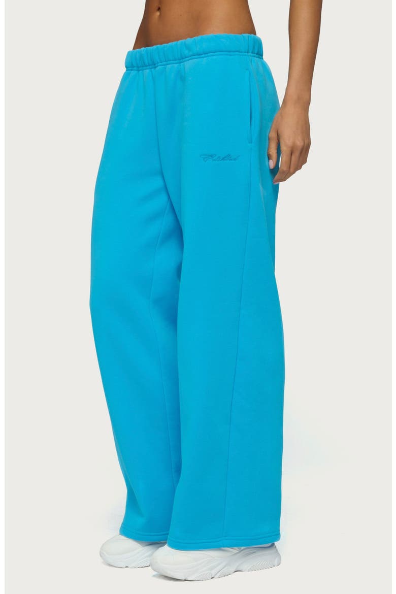 Basic Girl Cotton Blend Wide Leg Sweatpants, Alternate, color, TURQUOISE