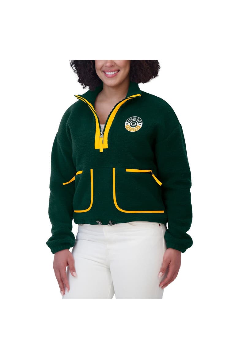 Women's WEAR by Erin Andrews Green Green Bay Packers Polar Fleece Half-Zip Jacket, Alternate, color, Green