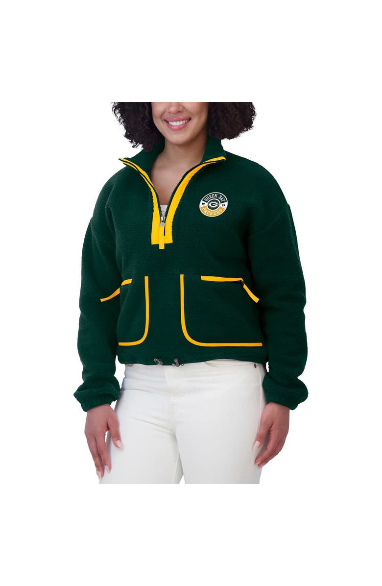 WEAR by Erin Andrews Women's WEAR by Erin Andrews Green Green Bay Packers Polar Fleece Half-Zip Jacket, Alternate, color, Green
