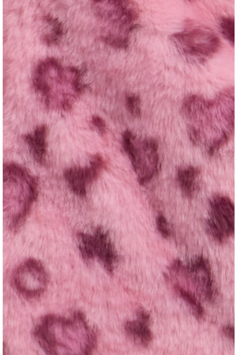 Kids' Heart Leopard Faux Fur Jacket, Alternate, color, PINK