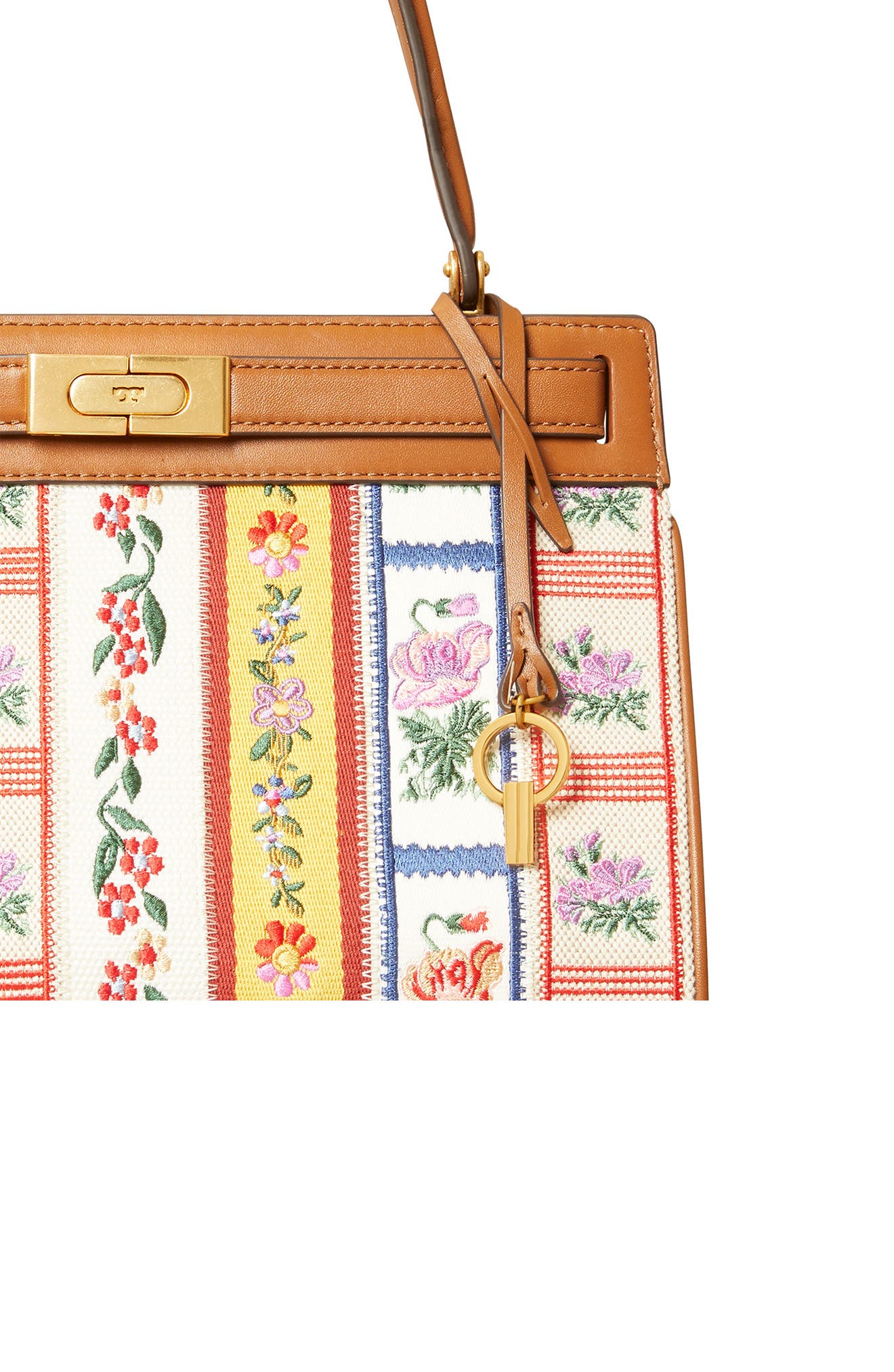 Tory Burch Lee Radziwill Webbing Patchwork Embroidered Shoulder Bag, Alternate, color, 
