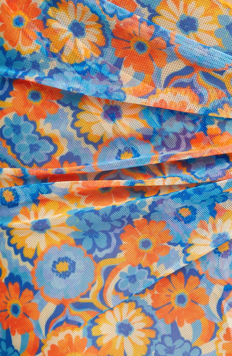 Kulani Kinis Floral Sheer Mesh Cover-Up Sarong, Alternate, color, Havana Heat