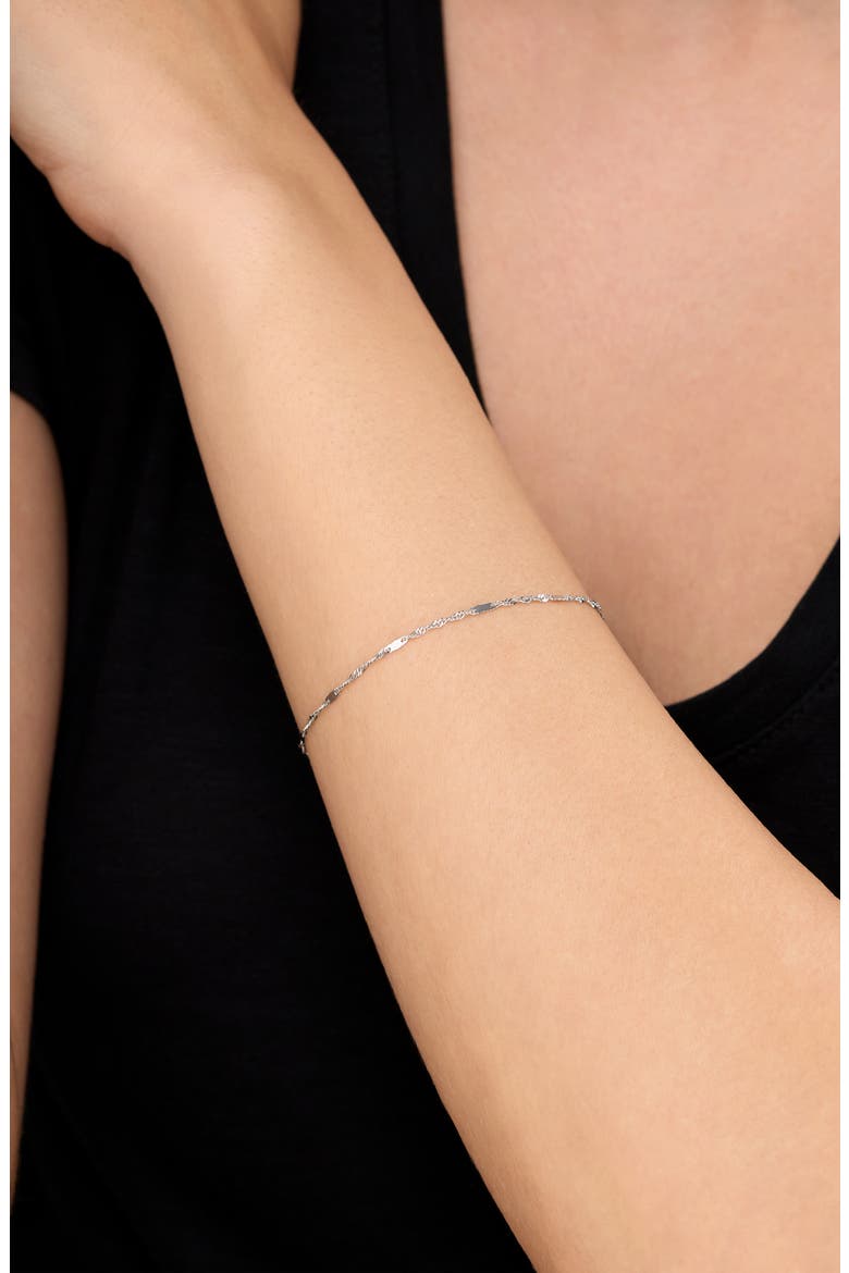 14K White Gold Station Chain Bracelet, Alternate, color, 14KW