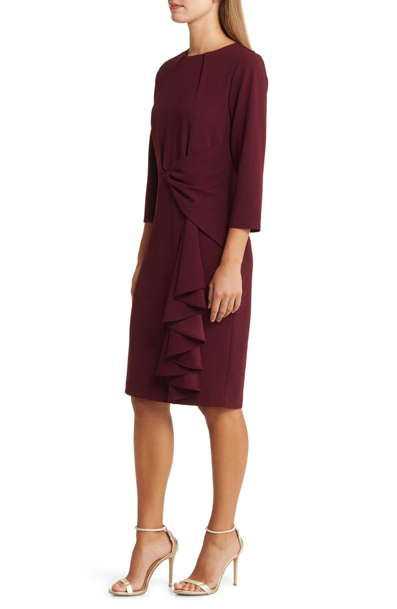 Tahari ASL Side Drape Crepe Dress, Alternate, color,