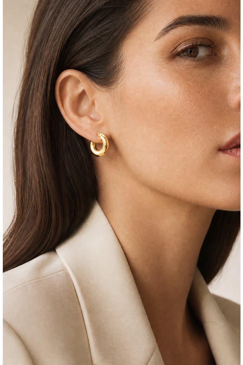 Chunky Tube Hoop Earrings, Alternate, color, GOLD