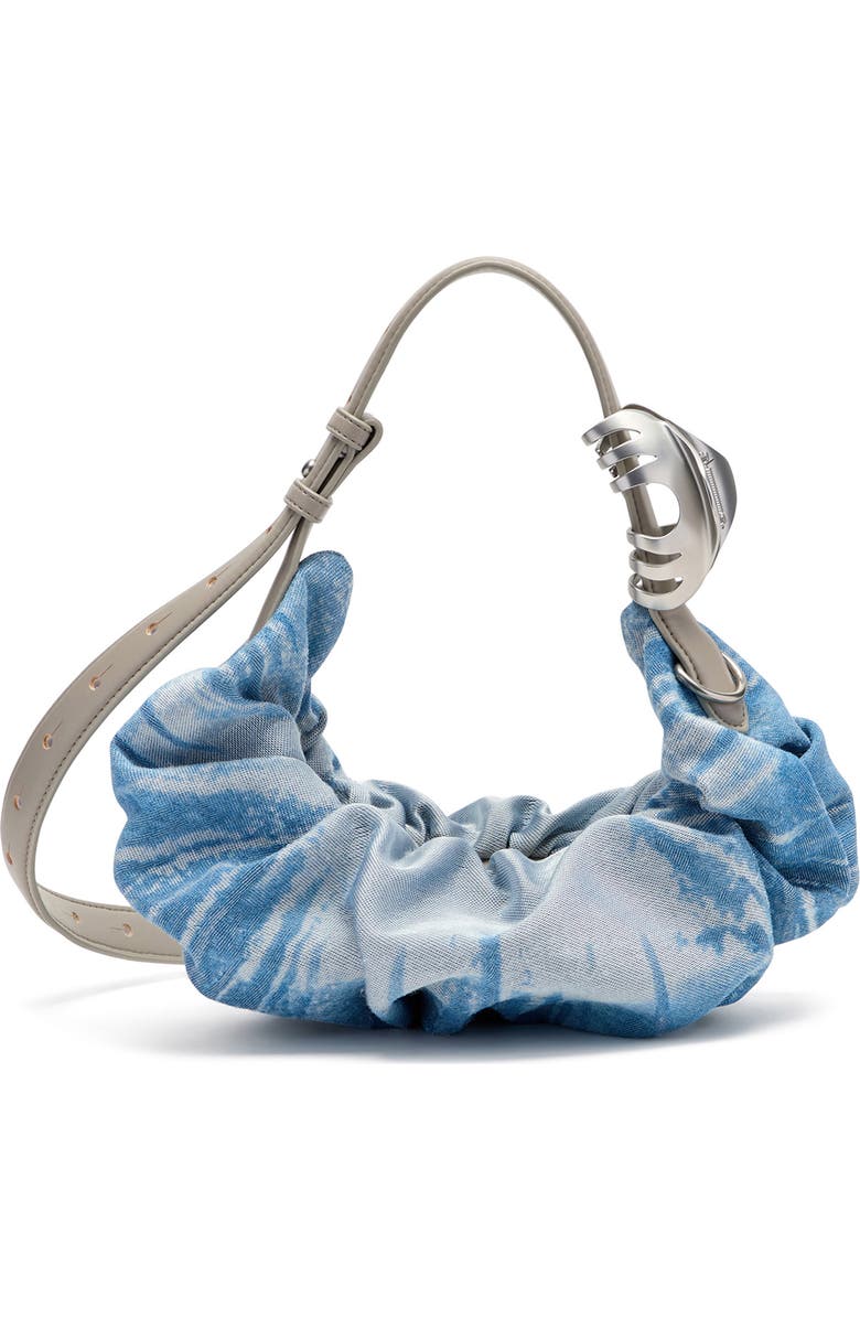 DIESEL<sup>®</sup> Grab-D-Small Scrunched Satin Denim Hobo Bag, Main, color, Blue