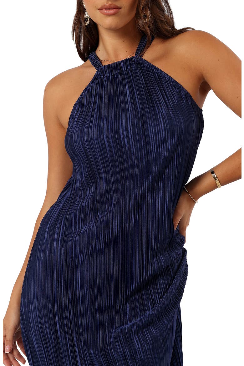 Melody Plissé Maxi Dress, Alternate, color, NAVY