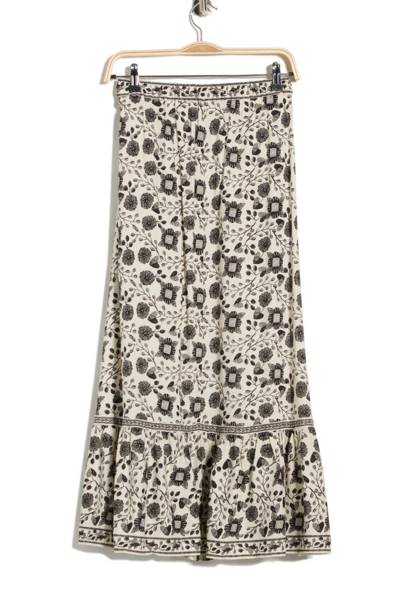 Button Front Maxi Skirt, Alternate, color, CRM/ BLACK FLORAL HRTS