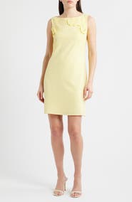 Vince Camuto Floral Appliqué Sleeveless Crepe Sheath Dress