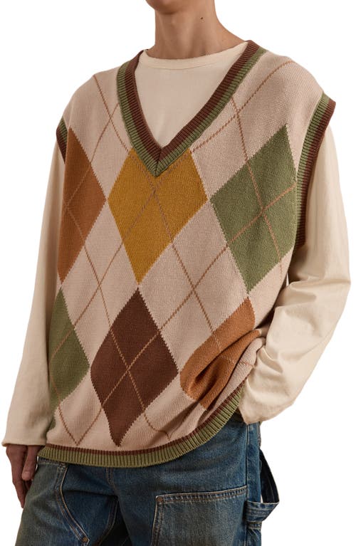 Shop Found Oversize Argyle Cotton V-neck Sweater Vest