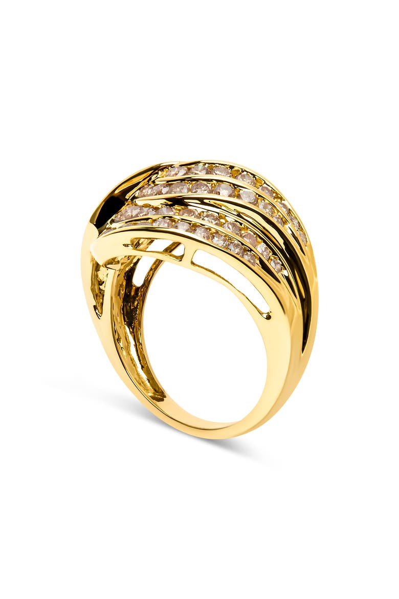 10K Yellow Gold 2.0 Cttw Channel Set Diamond Cocktail Swirl Band Ring, Alternate, color, Yellow