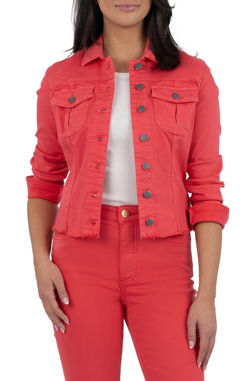 Shop Kut From The Kloth Kara Fray Hem Cotton Blend Trucker Jacket In Fraser