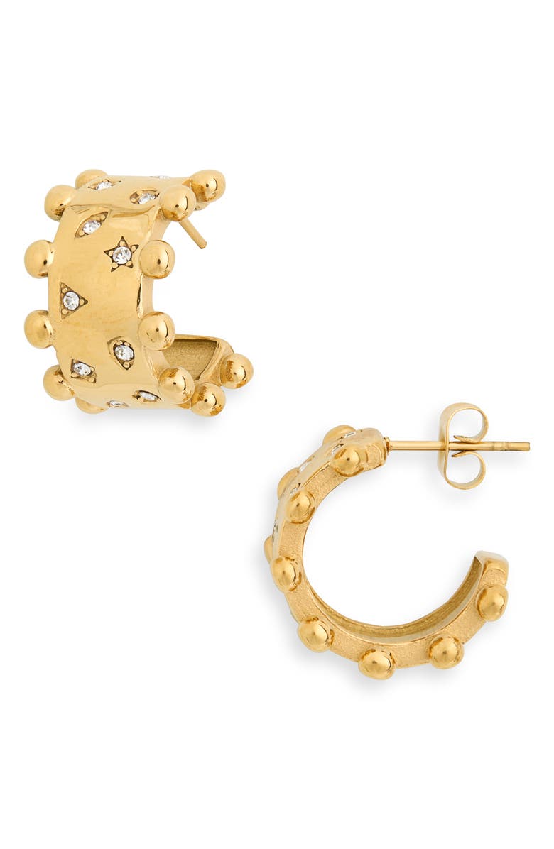 Knotty Embellished Cuff Huggie Hoop Earrings, Main, color,