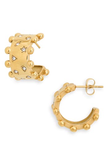 Knotty Embellished Cuff Huggie Hoop Earrings In Gold