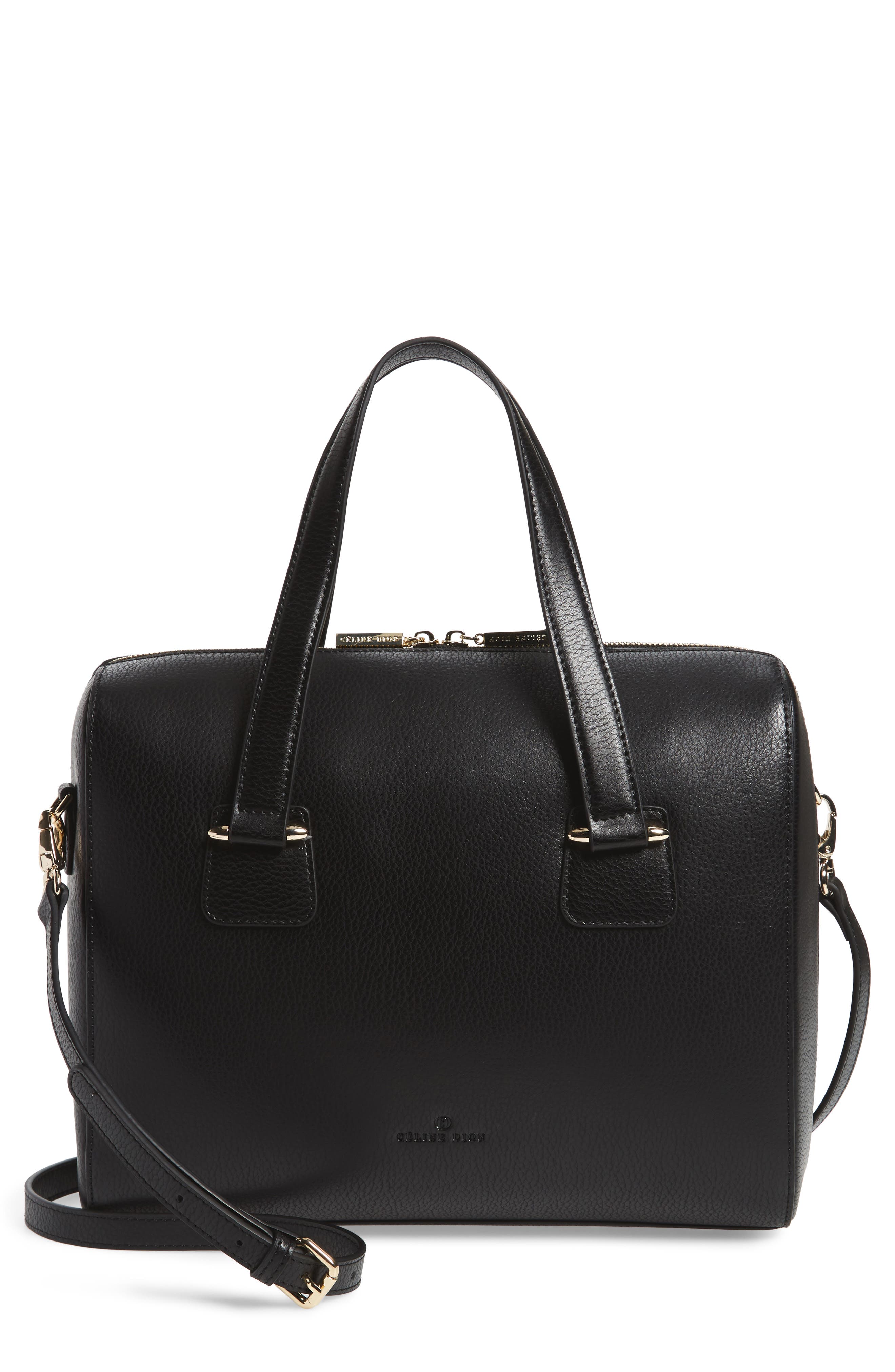 CELINE DION Triad Leather Satchel, Main, color, 