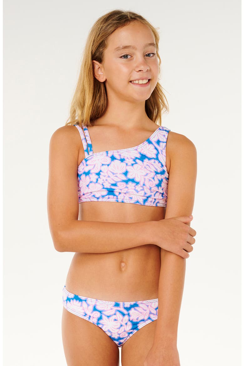 Kids' Sunshine Squad Rib Two-Piece Swimsuit, Main, color, ELECTRIC BLUE