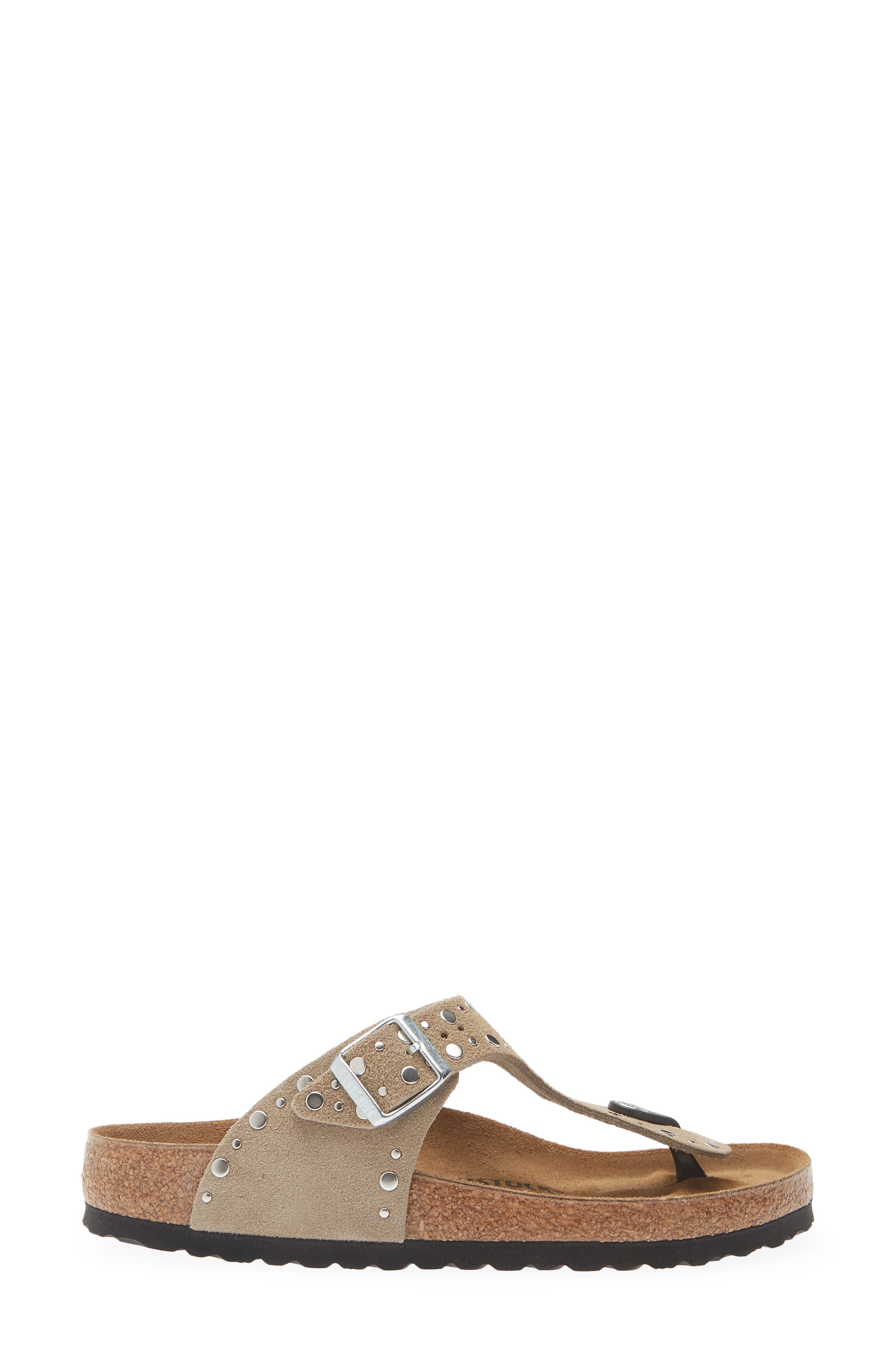 Birkenstock Gizeh Rivets Sandal, Alternate, color, Taupe Suede