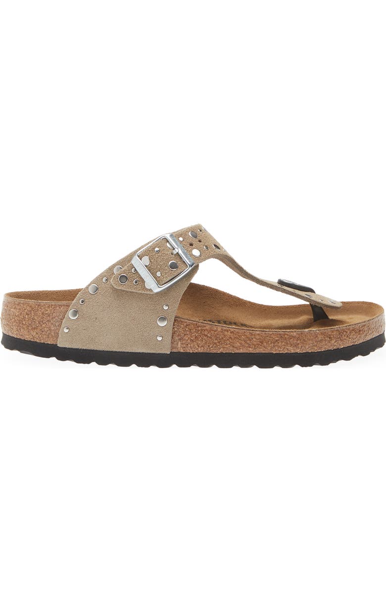 Birkenstock Gizeh Rivets Sandal, Alternate, color, Taupe Suede