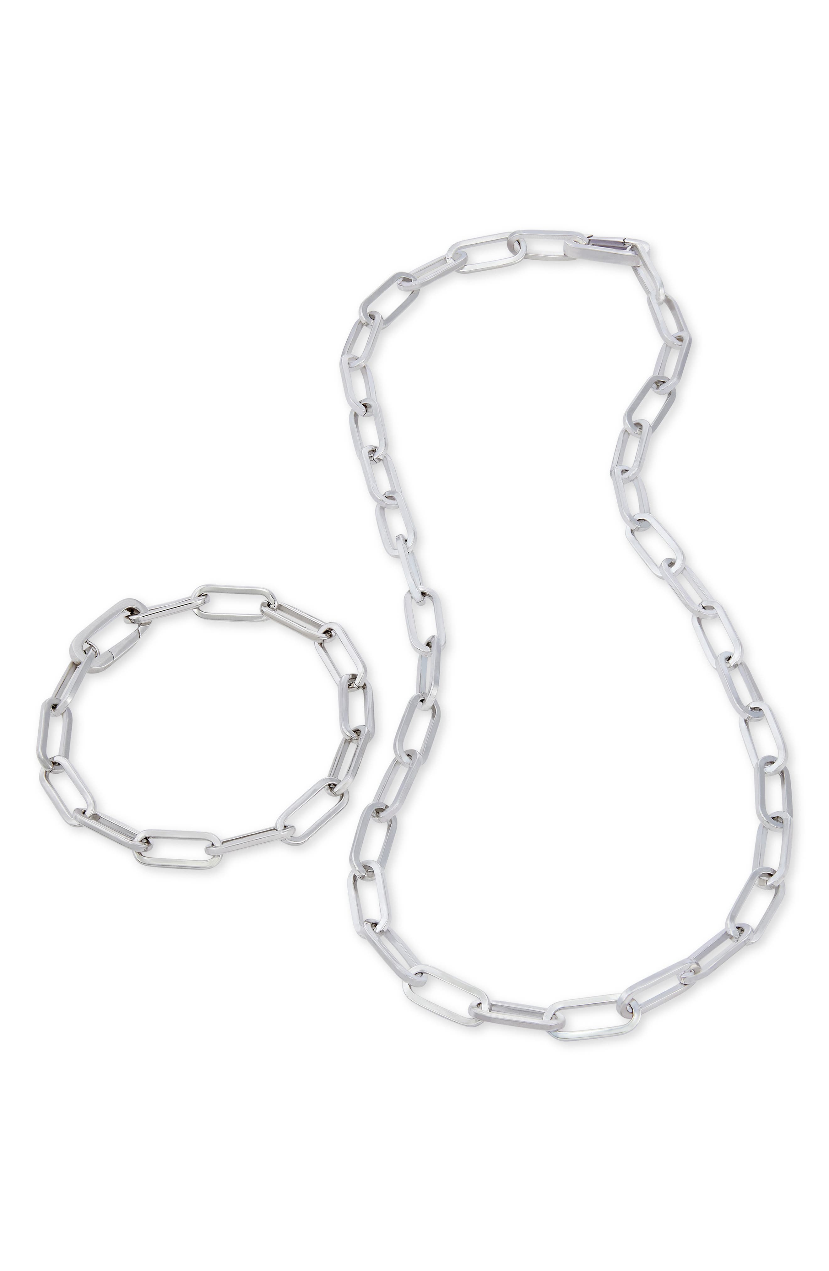 2-Piece Paperclip Chain Necklace & Bracelet Set