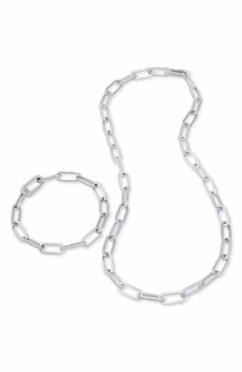 2-Piece Paperclip Chain Necklace & Bracelet Set