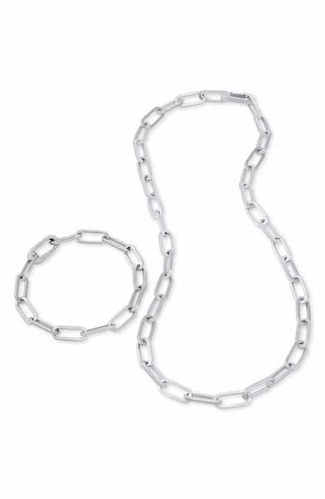 2-Piece Paperclip Chain Necklace & Bracelet Set