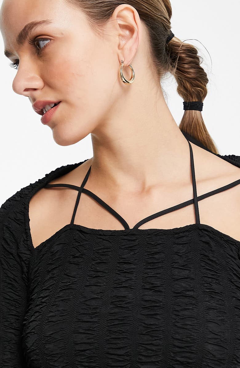 Topshop Ruched Long Sleeve Top, Alternate, color, 