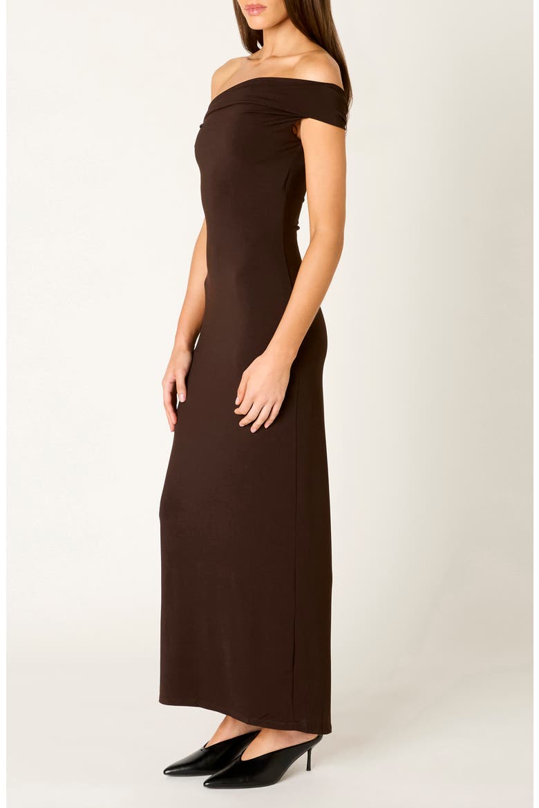 Clara Off the Shoulder Dress, Alternate, color, ESPRESSO