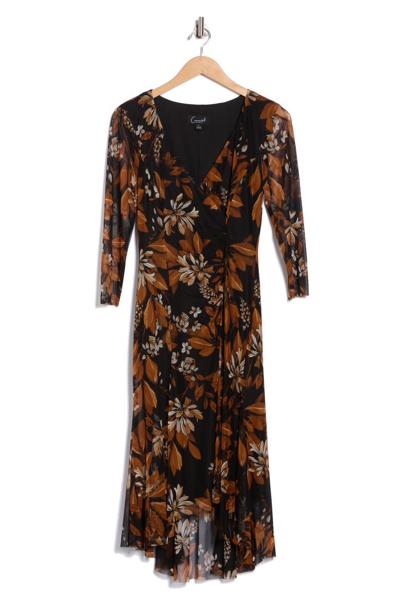 Mesh Wrap Style Dress, Alternate, color, SPICE