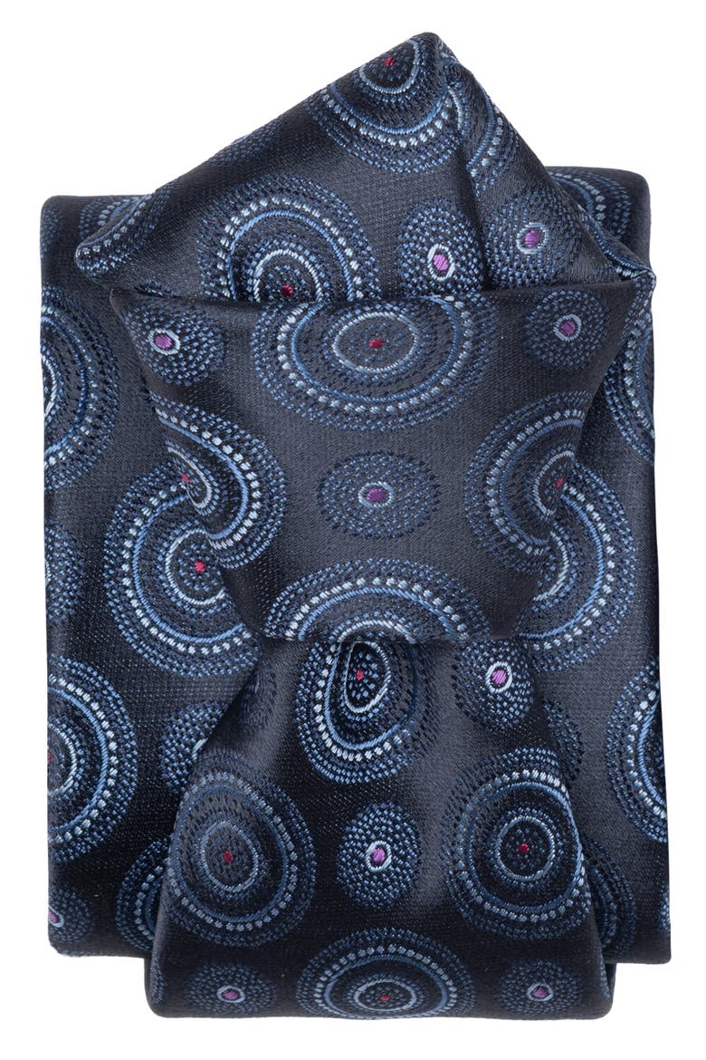 Cefalù - Silk Jacquard Tie for Men, Alternate, color, Navy and Blue